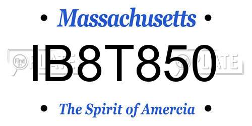 IB8T850 Massachusetts License Plate