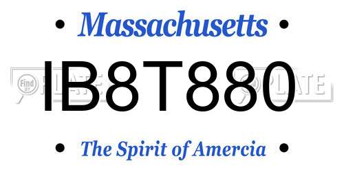 IB8T880 Massachusetts License Plate