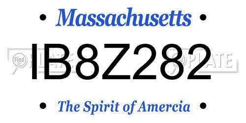 IB8Z282 Massachusetts License Plate