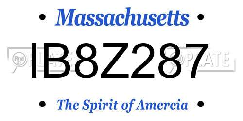 IB8Z287 Massachusetts License Plate