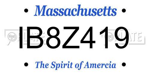 IB8Z419 Massachusetts License Plate