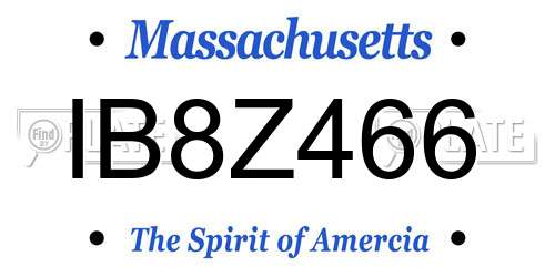 IB8Z466 Massachusetts License Plate