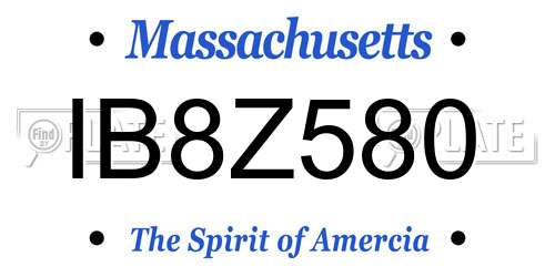 IB8Z580 Massachusetts License Plate