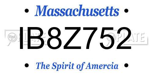 IB8Z752 Massachusetts License Plate