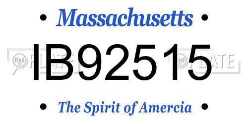 IB92515 Massachusetts License Plate