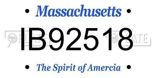 IB92518 Massachusetts License Plate