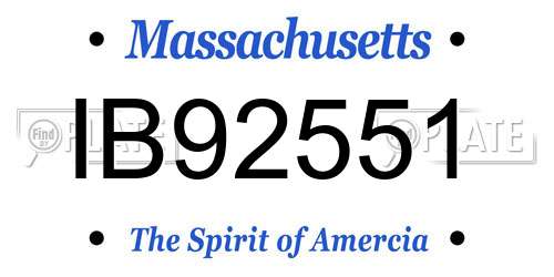 IB92551 Massachusetts License Plate