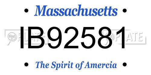 IB92581 Massachusetts License Plate