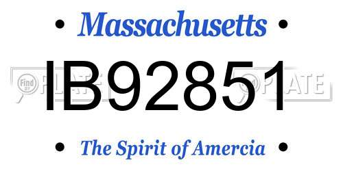IB92851 Massachusetts License Plate