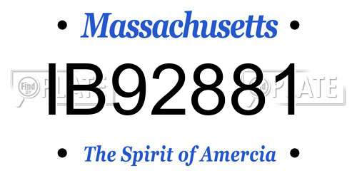 IB92881 Massachusetts License Plate