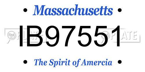IB97551 Massachusetts License Plate