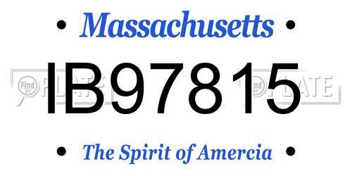 IB97815 Massachusetts License Plate