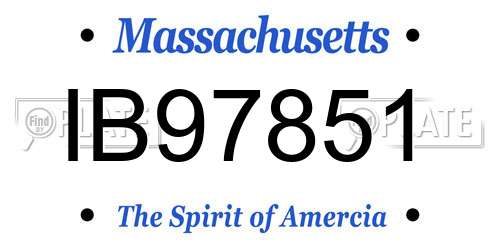 IB97851 Massachusetts License Plate