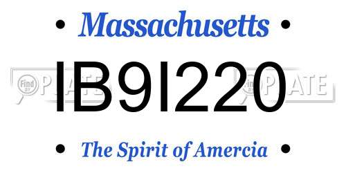 IB9I220 Massachusetts License Plate