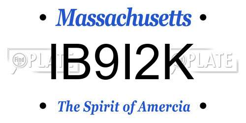 IB9I2K Massachusetts License Plate