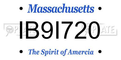 IB9I720 Massachusetts License Plate