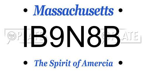 IB9N8B Massachusetts License Plate