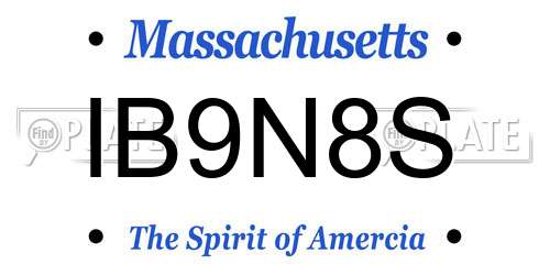 IB9N8S Massachusetts License Plate