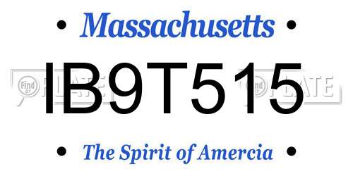 IB9T515 Massachusetts License Plate