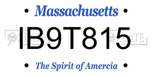 IB9T815 Massachusetts License Plate