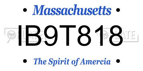 IB9T818 Massachusetts License Plate