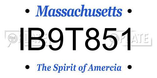 IB9T851 Massachusetts License Plate