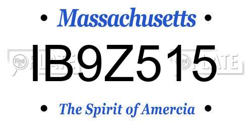 IB9Z515 Massachusetts License Plate