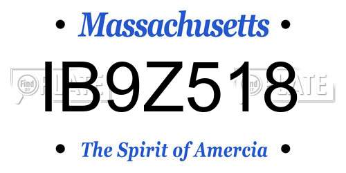 IB9Z518 Massachusetts License Plate