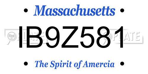 IB9Z581 Massachusetts License Plate
