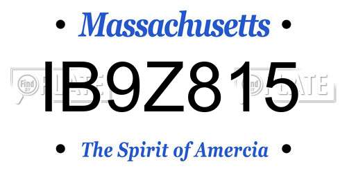 IB9Z815 Massachusetts License Plate