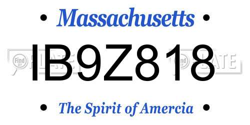 IB9Z818 Massachusetts License Plate
