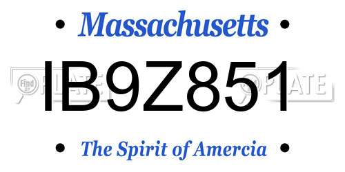 IB9Z851 Massachusetts License Plate
