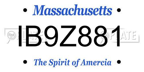 IB9Z881 Massachusetts License Plate