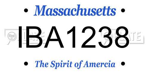 IBA1238 Massachusetts License Plate