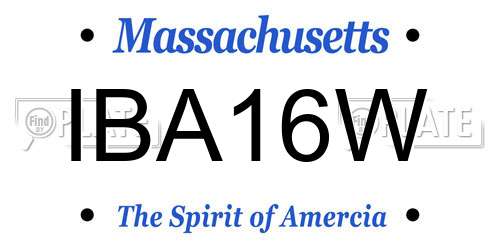 IBA16W Massachusetts License Plate