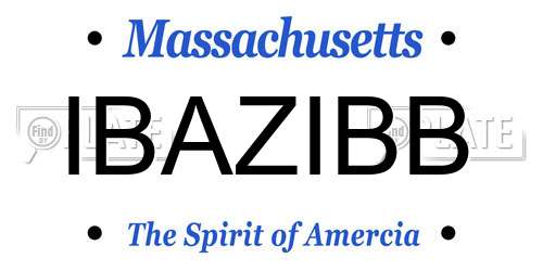 IBAZIBB Massachusetts License Plate