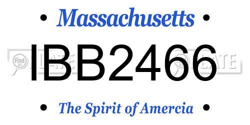 IBB2466 Massachusetts License Plate