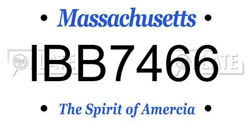 IBB7466 Massachusetts License Plate