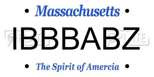 IBBBABZ Massachusetts License Plate