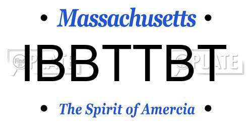 IBBTTBT Massachusetts License Plate