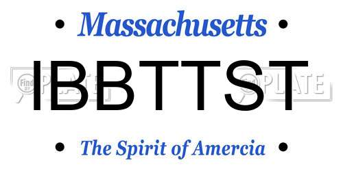 IBBTTST Massachusetts License Plate