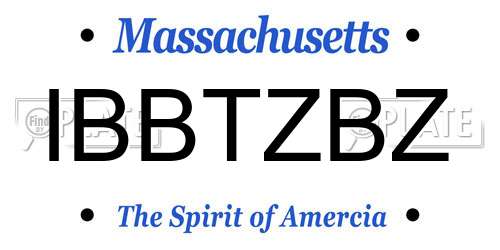 IBBTZBZ Massachusetts License Plate