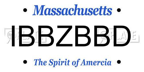 IBBZBBD Massachusetts License Plate