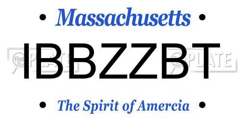 IBBZZBT Massachusetts License Plate