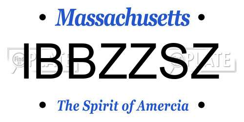 IBBZZSZ Massachusetts License Plate