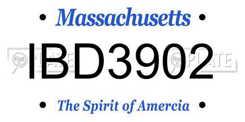 IBD3902 Massachusetts License Plate