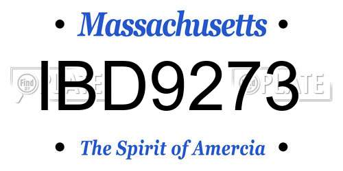 IBD9273 Massachusetts License Plate