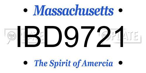 IBD9721 Massachusetts License Plate