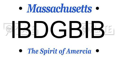 IBDGBIB Massachusetts License Plate