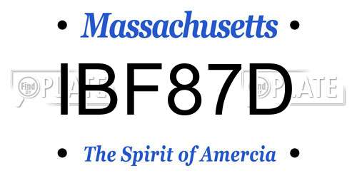 IBF87D Massachusetts License Plate